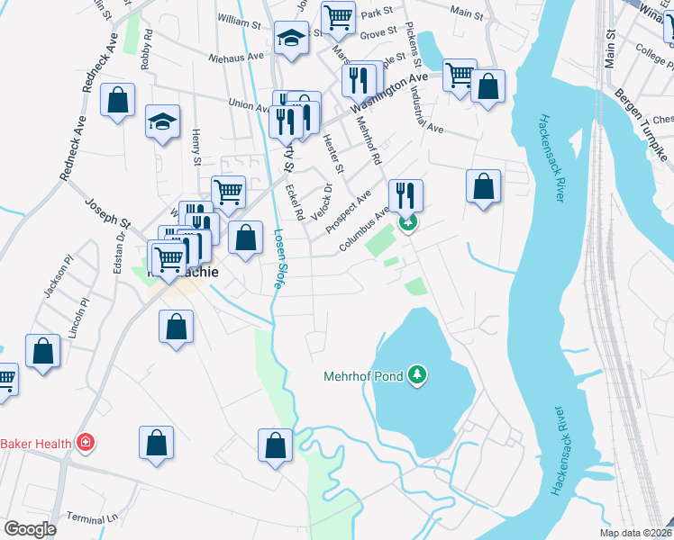 map of restaurants, bars, coffee shops, grocery stores, and more near 60 Monroe Street in Little Ferry