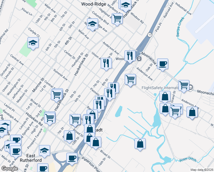 map of restaurants, bars, coffee shops, grocery stores, and more near 321 Marsan Drive in Carlstadt