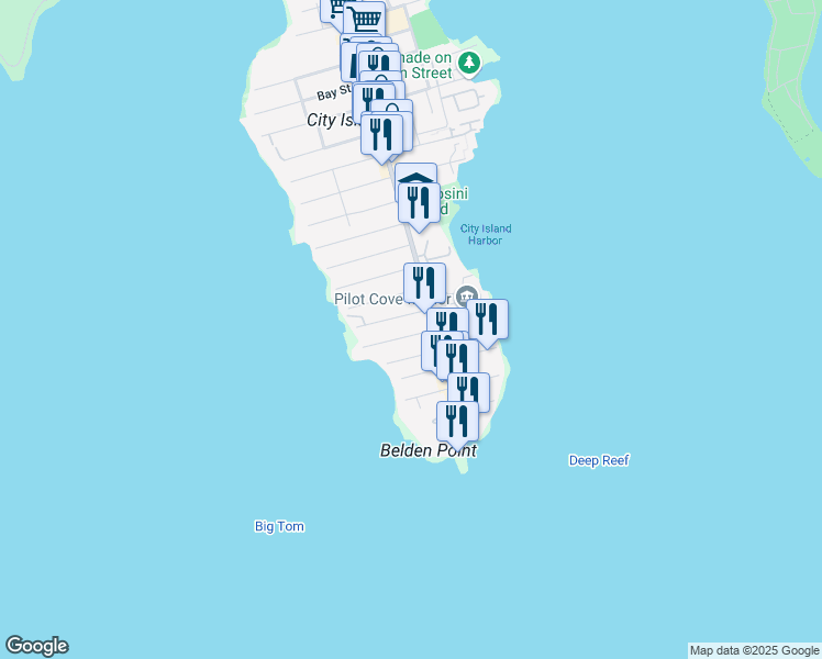 map of restaurants, bars, coffee shops, grocery stores, and more near 85 Marine Street in The Bronx