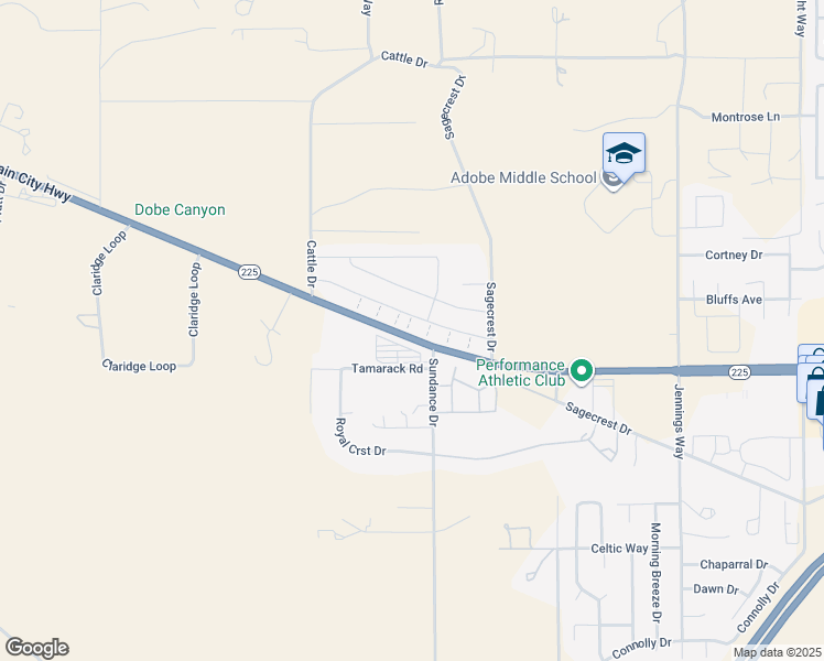 map of restaurants, bars, coffee shops, grocery stores, and more near 3625 Autumn Colors Drive in Elko