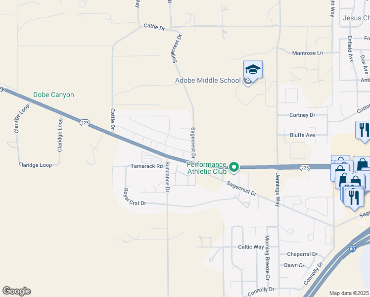 map of restaurants, bars, coffee shops, grocery stores, and more near 3512 Autumn Colors Drive in Elko
