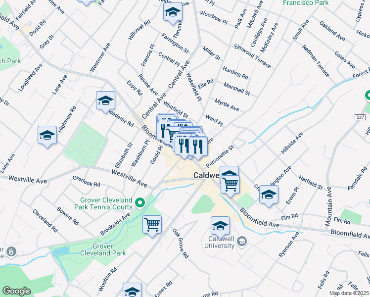 map of restaurants, bars, coffee shops, grocery stores, and more near 7 Smull Avenue in Caldwell