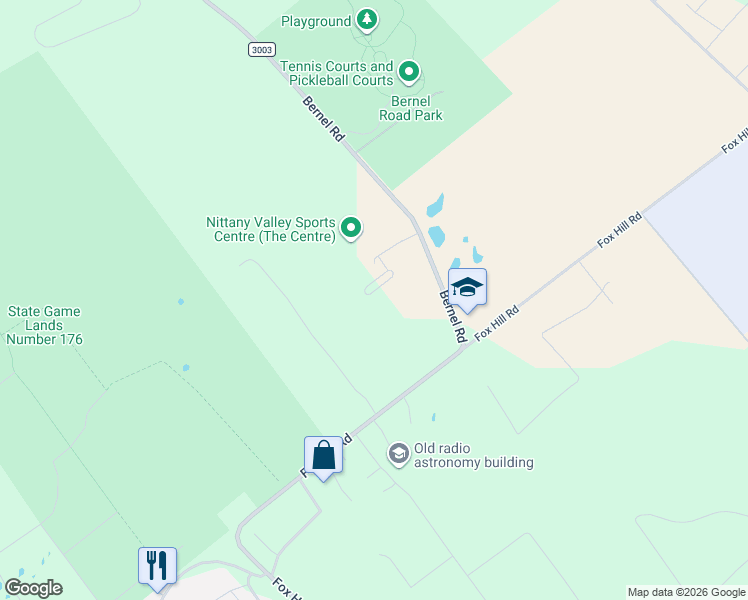 map of restaurants, bars, coffee shops, grocery stores, and more near 2400 Bernel Road in State College
