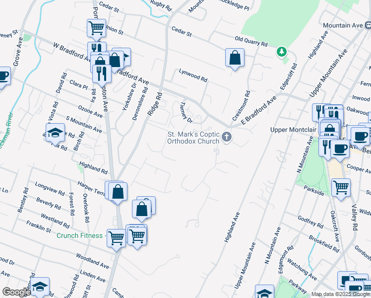 map of restaurants, bars, coffee shops, grocery stores, and more near 100 Cedar Ridge Drive in Cedar Grove