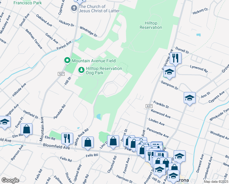map of restaurants, bars, coffee shops, grocery stores, and more near 120 White Rock Road in Verona