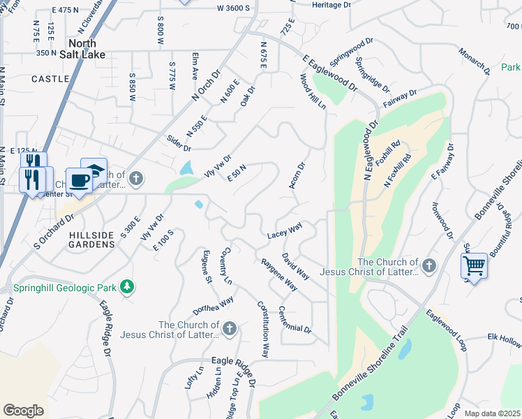 map of restaurants, bars, coffee shops, grocery stores, and more near in North Salt Lake