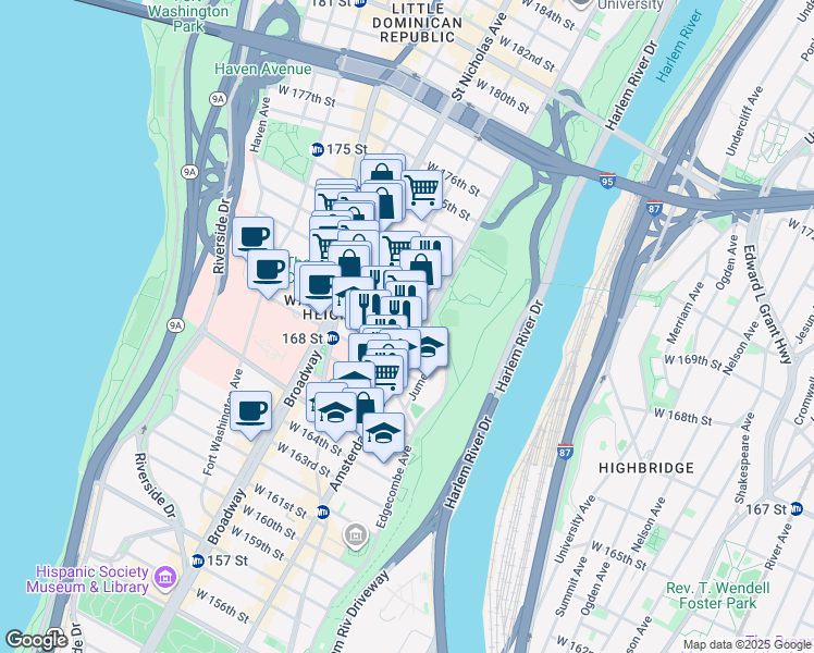 map of restaurants, bars, coffee shops, grocery stores, and more near in New York