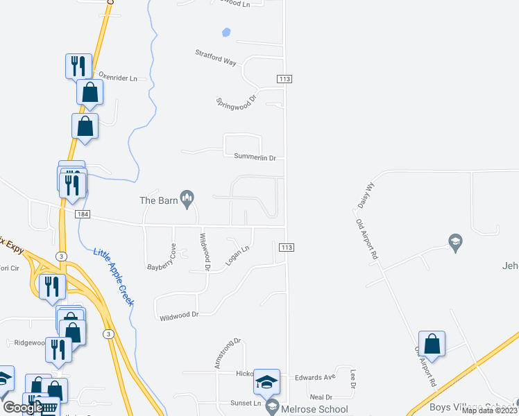 map of restaurants, bars, coffee shops, grocery stores, and more near 3574 Melrose Drive in Wooster