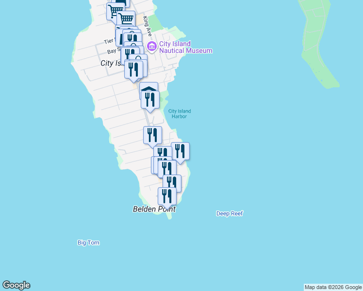 map of restaurants, bars, coffee shops, grocery stores, and more near 155 Pilot Street in The Bronx