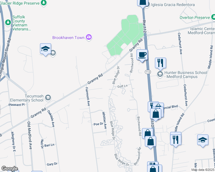 map of restaurants, bars, coffee shops, grocery stores, and more near 236 Granny Road in Medford