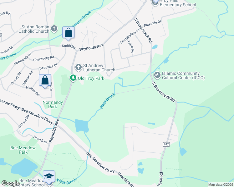 map of restaurants, bars, coffee shops, grocery stores, and more near 124 Preston Road in Parsippany-Troy Hills