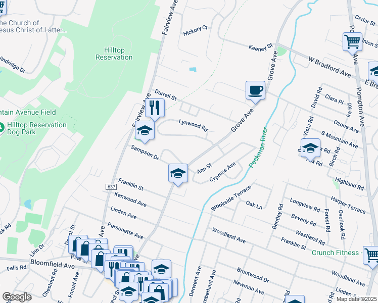 map of restaurants, bars, coffee shops, grocery stores, and more near 184 Grove Avenue in Verona