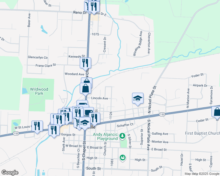 map of restaurants, bars, coffee shops, grocery stores, and more near 505 Harrison Avenue in Louisville