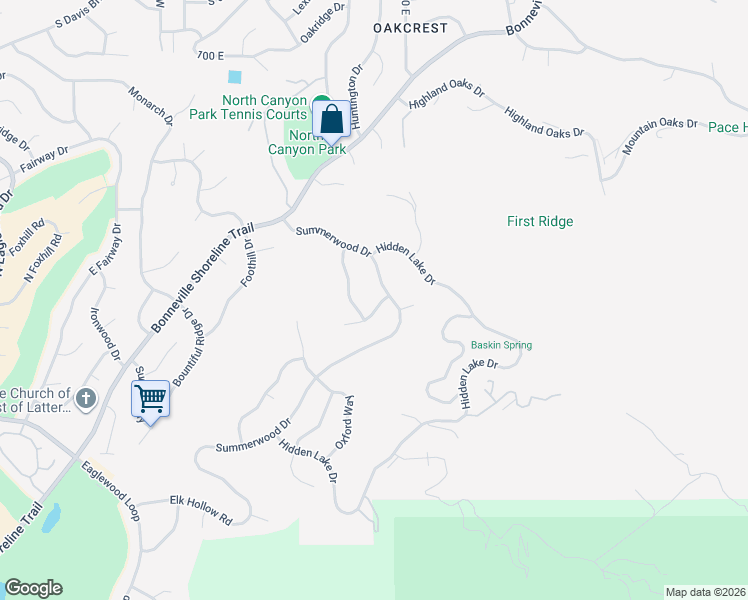 map of restaurants, bars, coffee shops, grocery stores, and more near 327 Summermeadow Circle in Bountiful