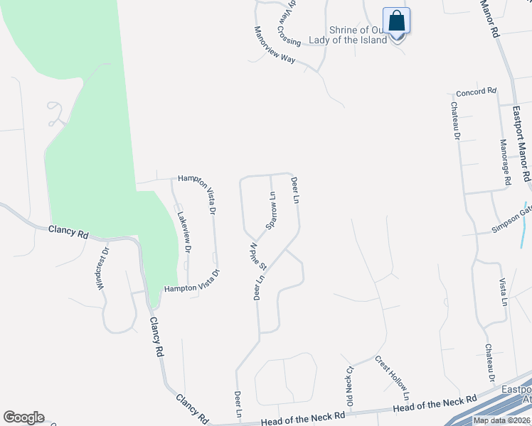 map of restaurants, bars, coffee shops, grocery stores, and more near 14 Sparrow Lane in Manorville