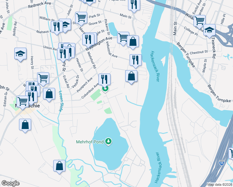 map of restaurants, bars, coffee shops, grocery stores, and more near 25 Lincoln Street in Little Ferry