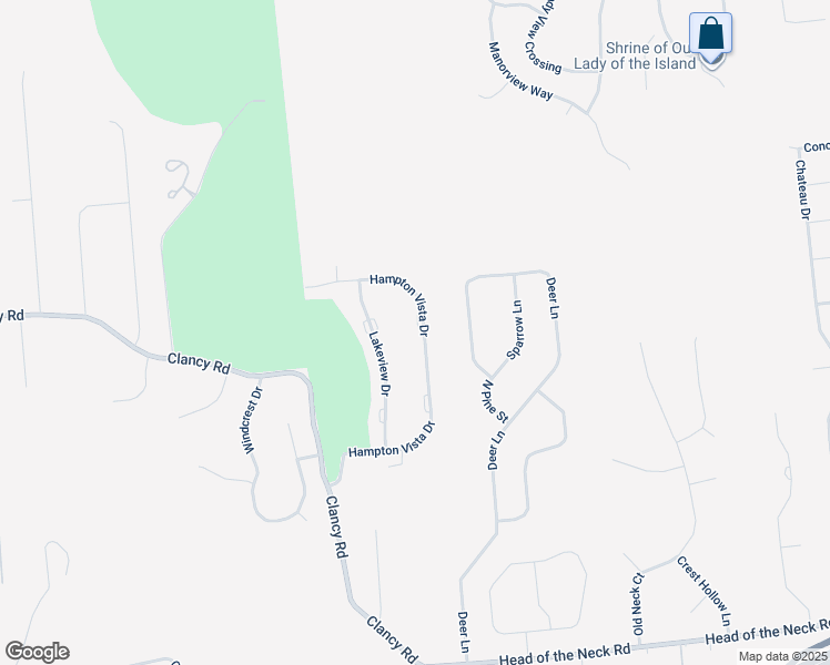 map of restaurants, bars, coffee shops, grocery stores, and more near 124 Hampton Vista Drive in Manorville