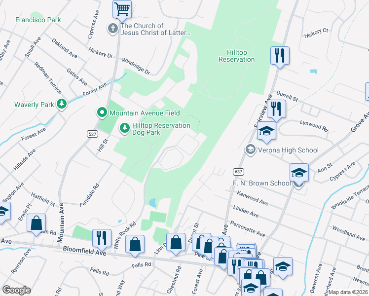 map of restaurants, bars, coffee shops, grocery stores, and more near 200 White Rock Road in Verona