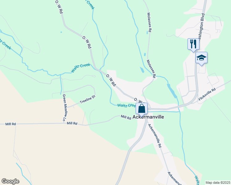 map of restaurants, bars, coffee shops, grocery stores, and more near 110 O. W. Road in Bangor
