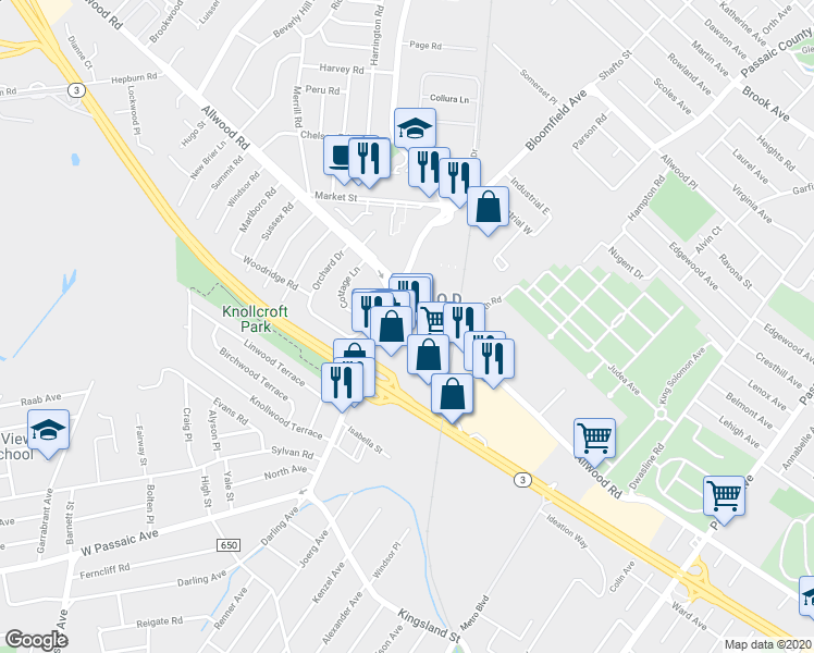 map of restaurants, bars, coffee shops, grocery stores, and more near in Clifton