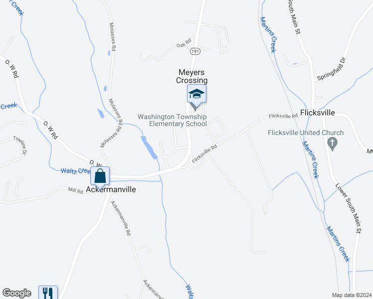 map of restaurants, bars, coffee shops, grocery stores, and more near 500 Washington Boulevard in Bangor
