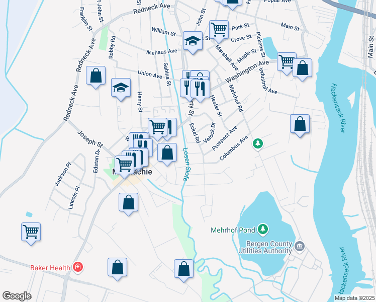 map of restaurants, bars, coffee shops, grocery stores, and more near 4 Jefferson Street in Little Ferry