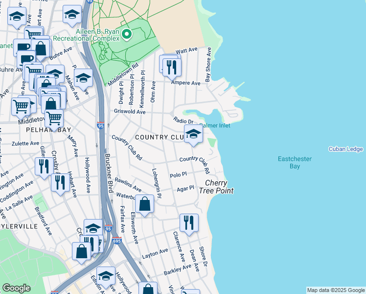 map of restaurants, bars, coffee shops, grocery stores, and more near 3278 Spencer Drive in Bronx
