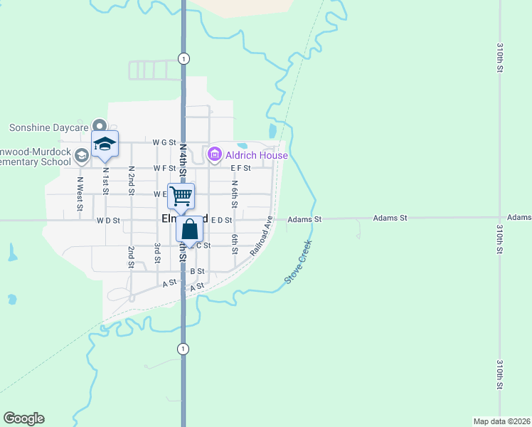 map of restaurants, bars, coffee shops, grocery stores, and more near 400 East D Street in Elmwood