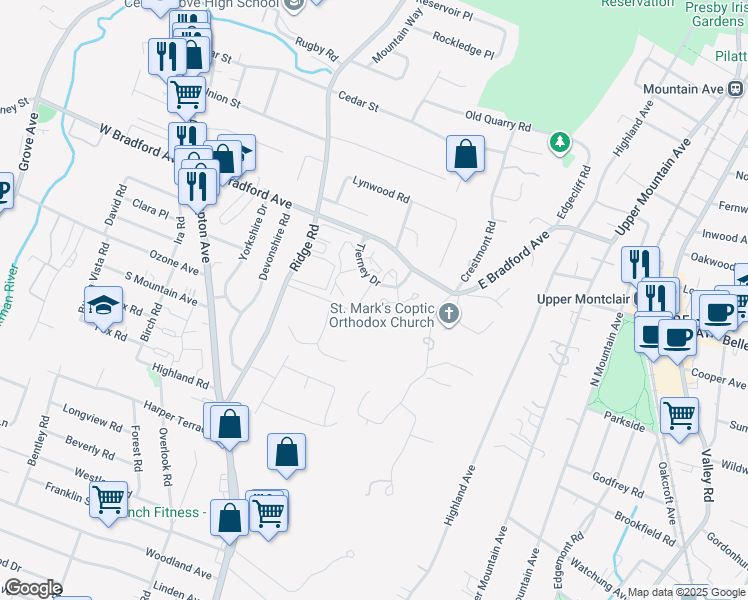 map of restaurants, bars, coffee shops, grocery stores, and more near 10 Highpoint in Cedar Grove