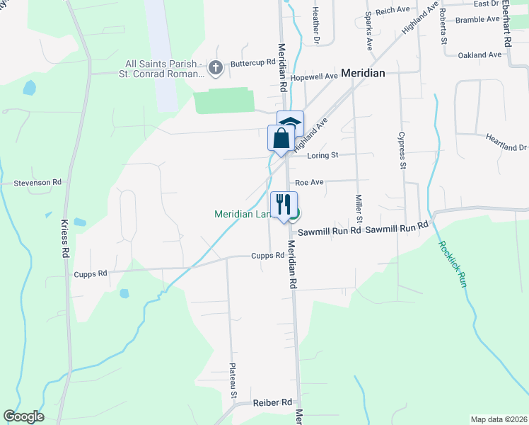 map of restaurants, bars, coffee shops, grocery stores, and more near 4320 Partell Street in Meridian