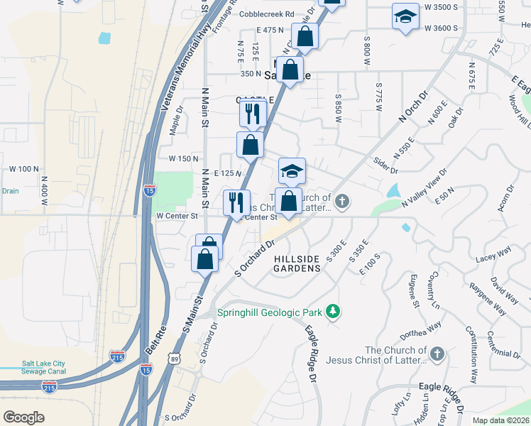 map of restaurants, bars, coffee shops, grocery stores, and more near in North Salt Lake