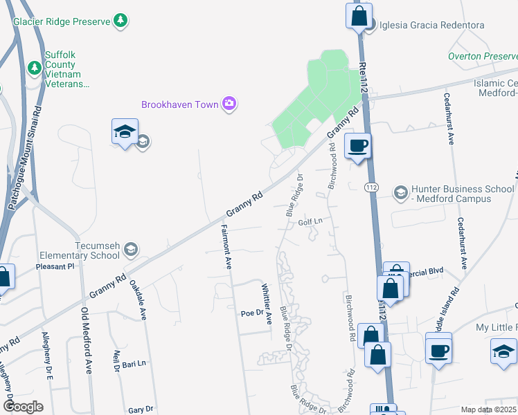 map of restaurants, bars, coffee shops, grocery stores, and more near 236 Granny Rd in Medford