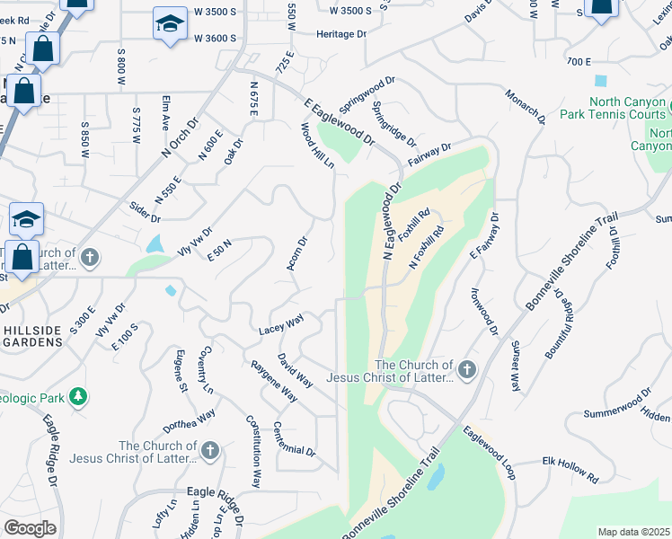 map of restaurants, bars, coffee shops, grocery stores, and more near 34 Scenic Hills Circle in North Salt Lake
