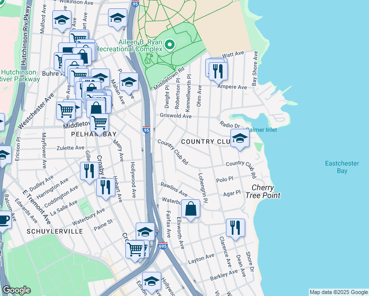 map of restaurants, bars, coffee shops, grocery stores, and more near 3186 Randolph Place in Bronx