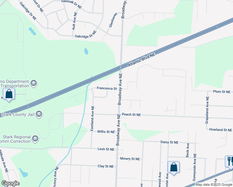map of restaurants, bars, coffee shops, grocery stores, and more near 4741 Broadway Avenue Northeast in Louisville