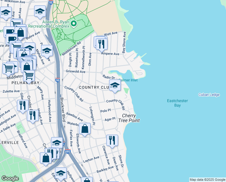 map of restaurants, bars, coffee shops, grocery stores, and more near 3278 Spencer Drive in Bronx
