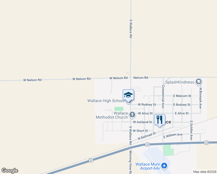 map of restaurants, bars, coffee shops, grocery stores, and more near West Nelson Road in Wallace
