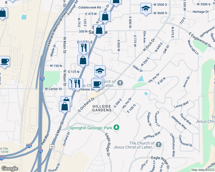 map of restaurants, bars, coffee shops, grocery stores, and more near 620 North Orchard Drive in North Salt Lake