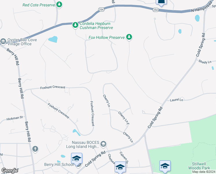 map of restaurants, bars, coffee shops, grocery stores, and more near 78 Cherry Lane in Syosset