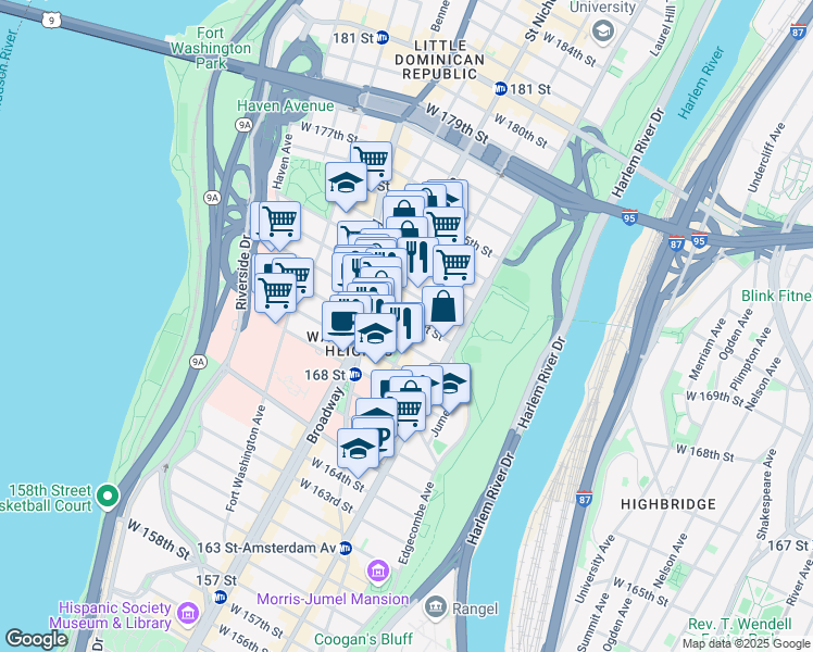 map of restaurants, bars, coffee shops, grocery stores, and more near in New York