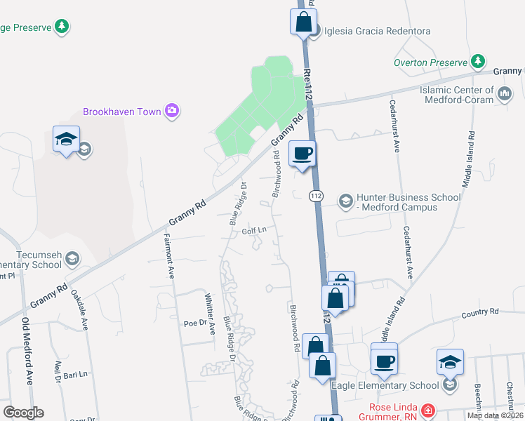 map of restaurants, bars, coffee shops, grocery stores, and more near 161 Golf Lane in Medford