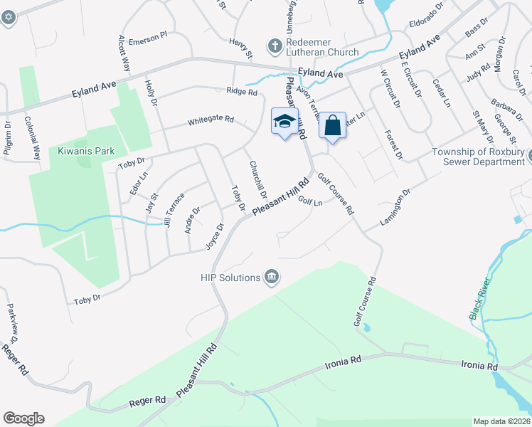 map of restaurants, bars, coffee shops, grocery stores, and more near 47 Pleasant Hill Road in Roxbury Township