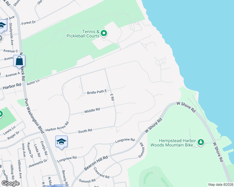 map of restaurants, bars, coffee shops, grocery stores, and more near 77 Middle Road in Sands Point