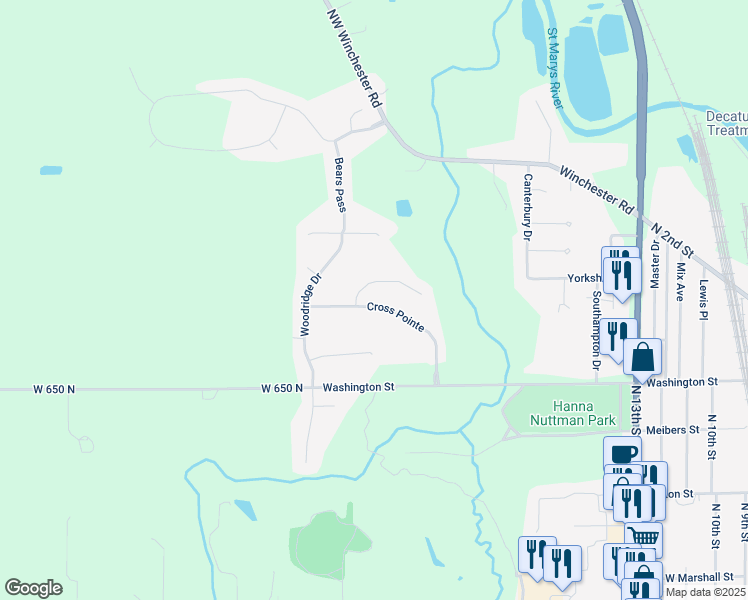 map of restaurants, bars, coffee shops, grocery stores, and more near 1139 Cross Pointe in Decatur