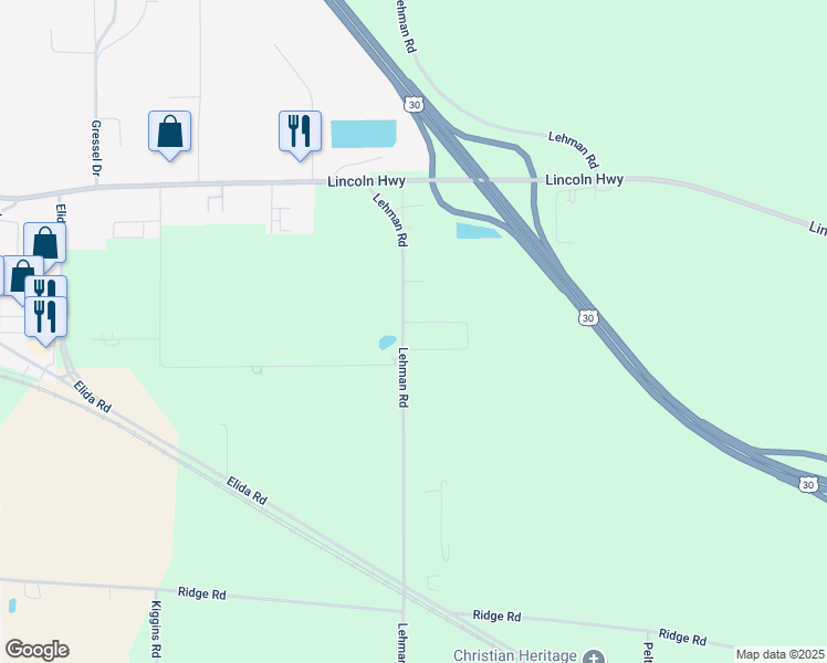 map of restaurants, bars, coffee shops, grocery stores, and more near 7200-7298 Lehman Rd in Delphos