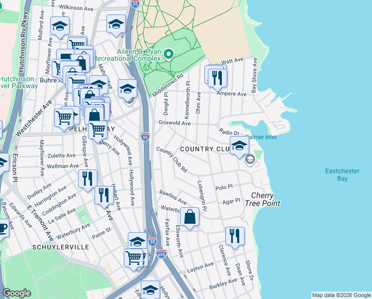 map of restaurants, bars, coffee shops, grocery stores, and more near 3186 Randolph Place in Bronx