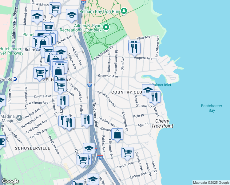 map of restaurants, bars, coffee shops, grocery stores, and more near 3191 Randolph Place in Bronx