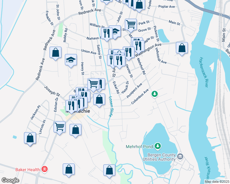 map of restaurants, bars, coffee shops, grocery stores, and more near 4 Jefferson Street in Little Ferry