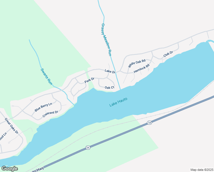 map of restaurants, bars, coffee shops, grocery stores, and more near 25 Oak Lane West in Lehighton