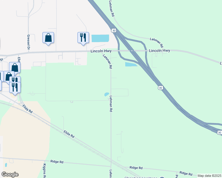 map of restaurants, bars, coffee shops, grocery stores, and more near 7298 Lehman Rd in Delphos